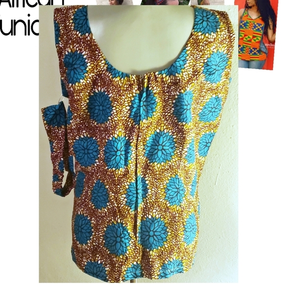 African (Ghana) fabric slvlss Tunic & Headband set - Picture 3 of 4